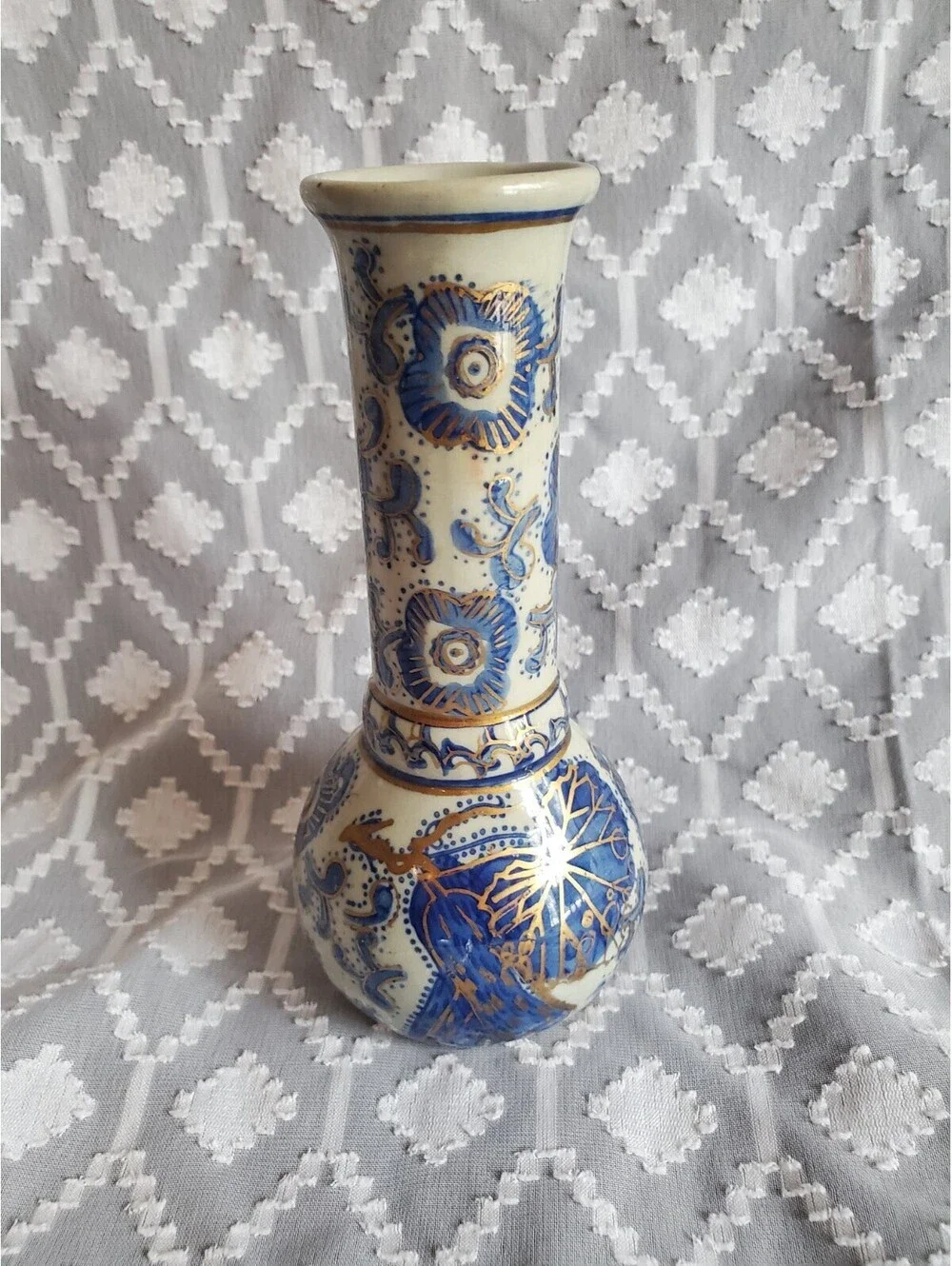 Vintage Ceramic Blue/gold Vase